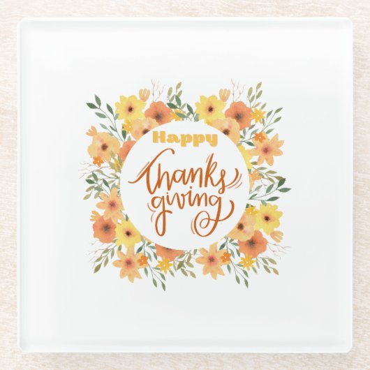 Happy Thanksgiving Glasuntersetzer (Vorderseite)