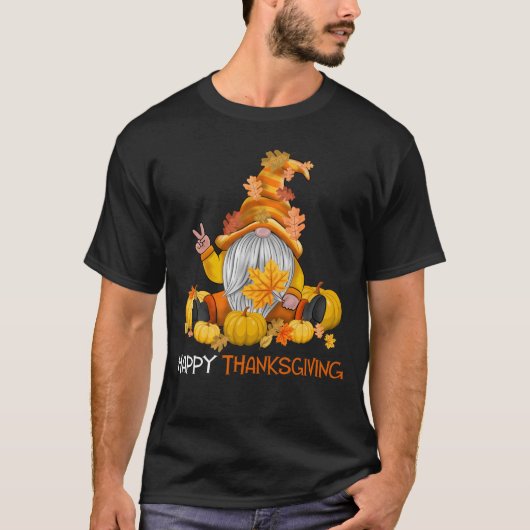 Happy Thanksgiving Gnome Fall T-Shirt (Vorderseite)