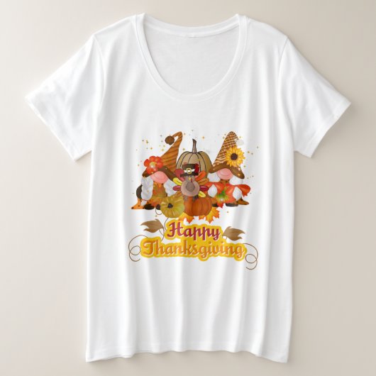 Happy Thanksgiving Gnome Große Größe T-Shirt (Design vorne)