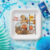 Happy Thanksgiving Gnome Paper Plate Pappteller (Party)