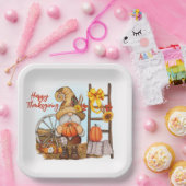 Happy Thanksgiving Gnome Paper Plate Pappteller (Party)
