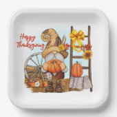 Happy Thanksgiving Gnome Paper Plate Pappteller (Vorderseite)