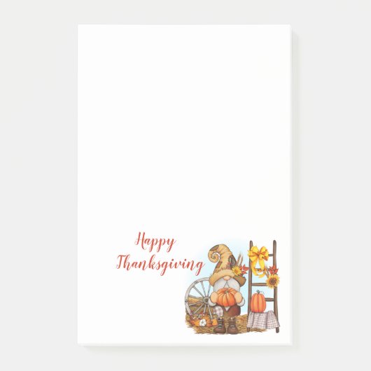Happy Thanksgiving Gnome Post-it Notes Klebezettel (Vorderseite)