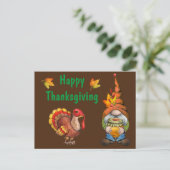 Happy Thanksgiving Gnome Postkarte (Stehend Vorderseite)