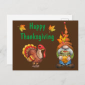 Happy Thanksgiving Gnome Postkarte (Vorne/Hinten)