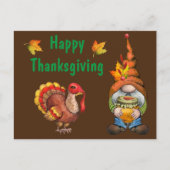 Happy Thanksgiving Gnome Postkarte (Vorderseite)