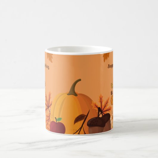 Happy Thanksgiving Gnome Pumpkin Art Kaffeetasse (Mittel)