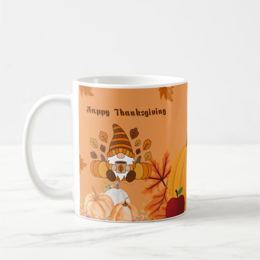Happy Thanksgiving Gnome Pumpkin Art Kaffeetasse (Links)