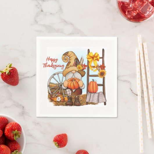 Happy Thanksgiving Gnome Serviette (Beispiel)