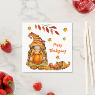 Happy Thanksgiving Gnome Serviette