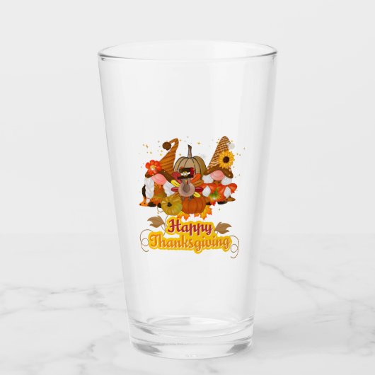 Happy Thanksgiving Gnome Trio Glas (Vorderseite)
