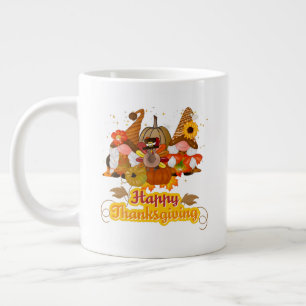 Happy Thanksgiving Gnome Trio Jumbo-Tasse