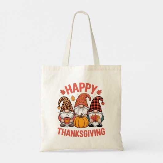 Happy Thanksgiving Gnomes Herbssaison Tragetasche (Rückseite)