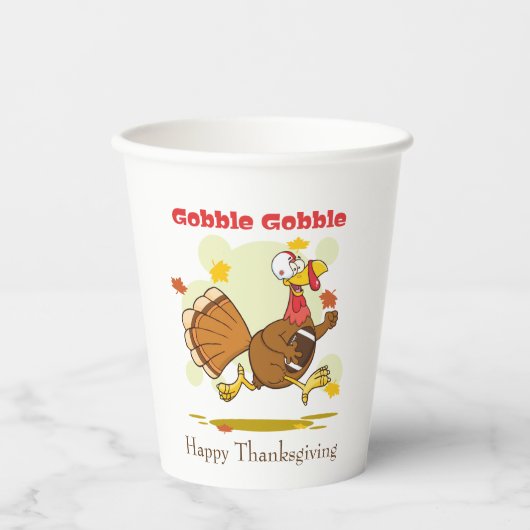 Happy Thanksgiving Gobble Türkei & Fußball Pappbecher (Vorderseite)