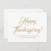 Happy Thanksgiving Gold benutzerdefinierte Skript  Postkarte (Vorne/Hinten)
