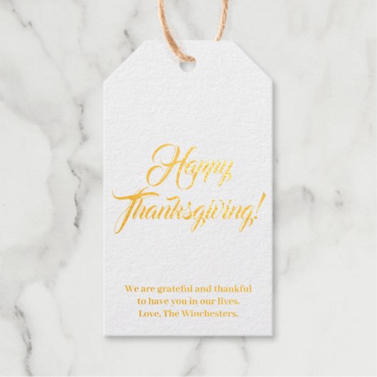 Happy Thanksgiving gold kraft custom text elegant Geschenkanhänger (Vorderseite)
