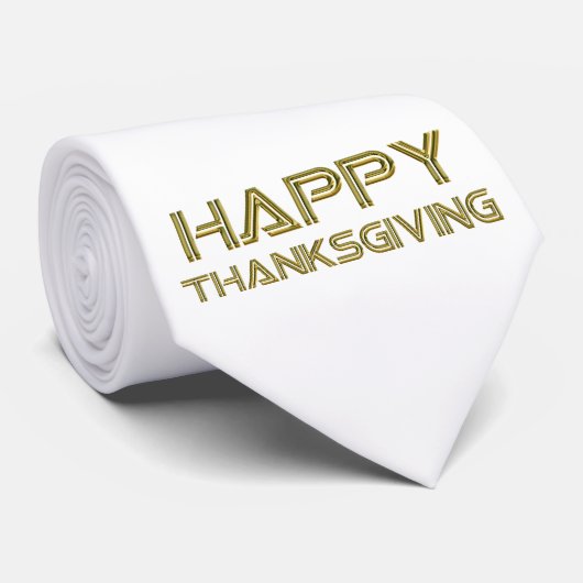 Happy Thanksgiving Gold Typografie Weißes Elegant Krawatte (Gerollt)