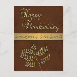 Happy Thanksgiving Golden Blätter - Postkarte