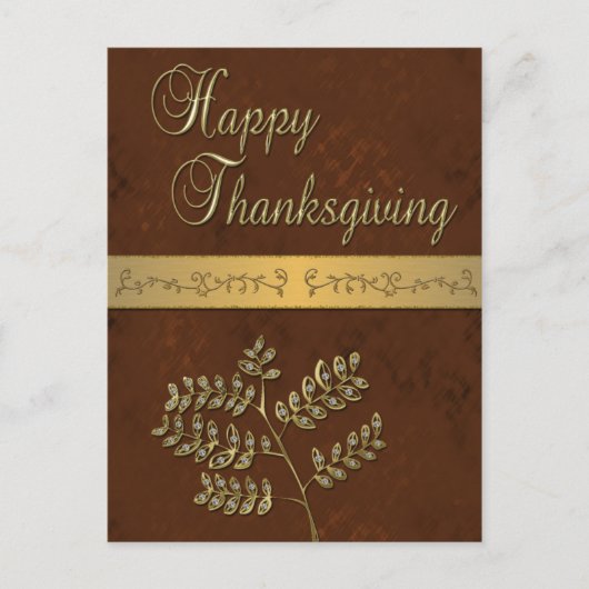 Happy Thanksgiving Golden Blätter - Postkarte (Vorderseite)