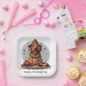 Happy Thanksgiving Golden Retriever Dog Pappteller (Party)
