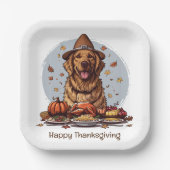 Happy Thanksgiving Golden Retriever Dog Pappteller (Vorderseite)