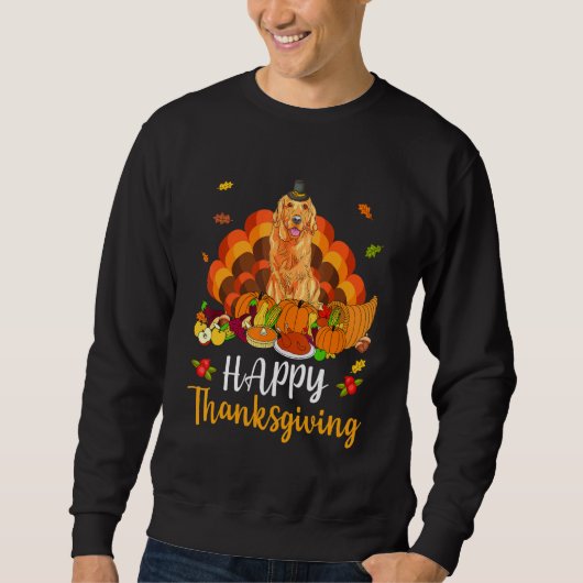 Happy Thanksgiving Golden Retriever Dog Turkey Pet Sweatshirt (Vorderseite)