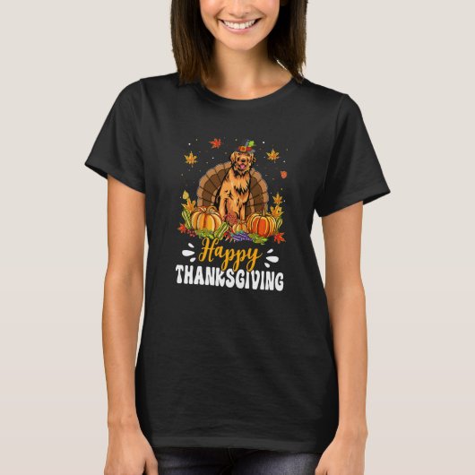 Happy Thanksgiving Golden Retriever Dog Turkey Pum T-Shirt (Vorderseite)