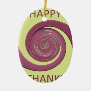 Happy Thanksgiving Golden Yellow whirl design.pnng Keramikornament