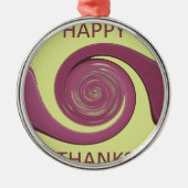 Happy Thanksgiving Golden Yellow whirl design.pnng Silbernes Ornament (Vorne)