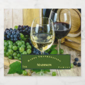 Happy Thanksgiving Grapes Grüne Schaumweinetikett (Einzelnes Label)