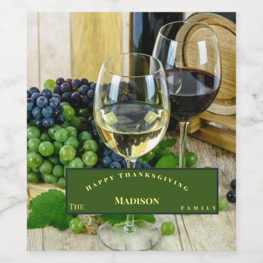 Happy Thanksgiving Grapes Grüne Weinetikett (Einzelnes Label)