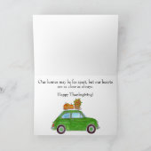 Happy Thanksgiving green Retro Fiat 500 Karte (Innenseite)
