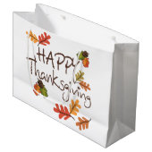 Happy Thanksgiving Große Geschenktüte (Vorderseite Schrägansicht)