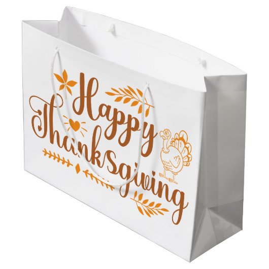 Happy Thanksgiving Große Geschenktüte (Rückseite Schrägansicht)