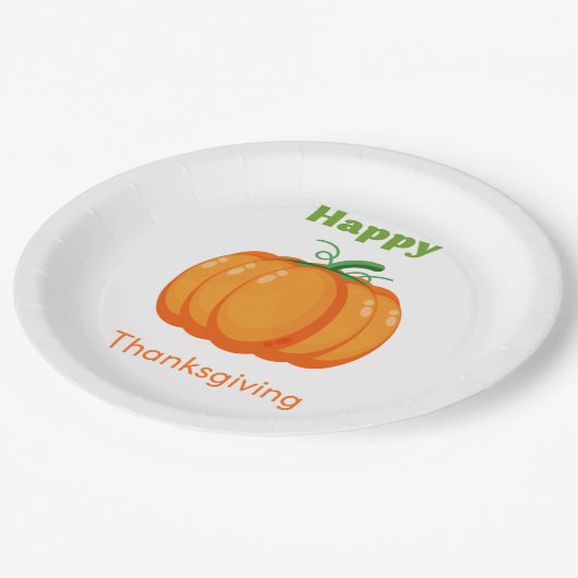 Happy Thanksgiving großen Kürbis Pappteller (Schrägansicht)