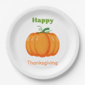 Happy Thanksgiving großen Kürbis Pappteller (Vorderseite)