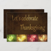 Happy Thanksgiving Grunge Blätter Einladung (Vorne/Hinten)