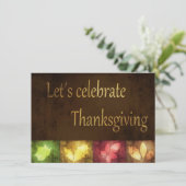 Happy Thanksgiving Grunge Blätter Einladung (Stehend Vorderseite)