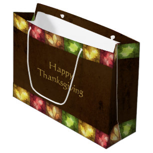 Happy Thanksgiving Grunge Blätter Große Geschenktüte