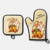 Happy Thanksgiving Harvest Basket Ofenhandschuh & Topflappen-Set (Vorderseite)