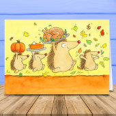 Happy Thanksgiving Hedgehogs Greeting Karte