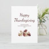 Happy Thanksgiving Herbst Blätter botanisch Feiertagskarte (Stehend Vorderseite)