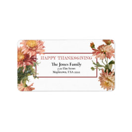 Happy Thanksgiving Herbst Chrysanthemen Adressaufkleber