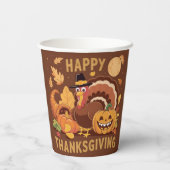 Happy Thanksgiving Herbst Erntepapier Tasse Pappbecher (Rückseite)