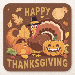 Happy Thanksgiving Herbst Erntepapier Untersetzer