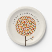 Happy Thanksgiving Herbst Herbst Runde Pop Baum Pappteller (Vorderseite)