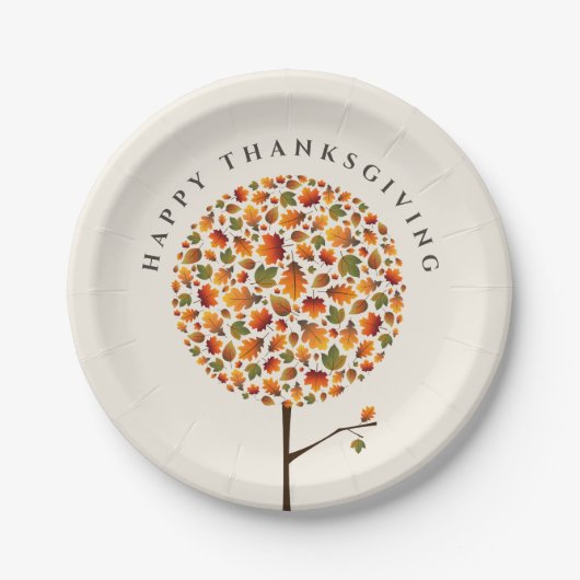 Happy Thanksgiving Herbst Herbst Runde Pop Baum Pappteller (Vorderseite)