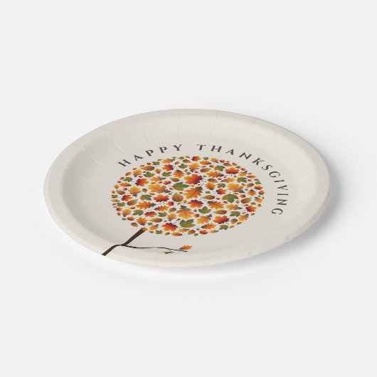 Happy Thanksgiving Herbst Herbst Runde Pop Baum Pappteller (Schrägansicht)
