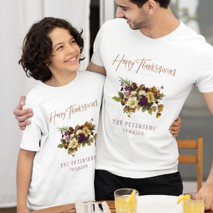 Happy Thanksgiving Herbstblumen Familienname T-Shirt