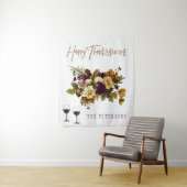Happy Thanksgiving Herbstblumen Familienname Wandteppich (Beispiel)